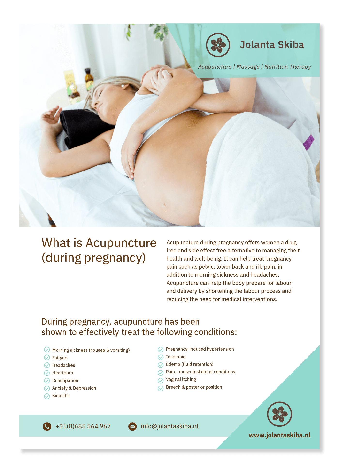 jolanta skiba acupuncture, pregnancy, Leiden